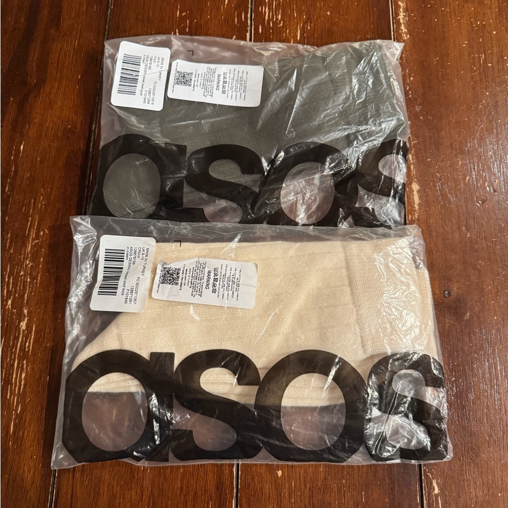 ASOS Ribbed Socks in Cream and Khaki